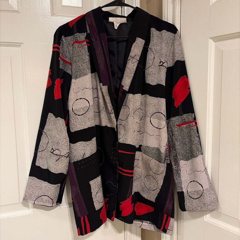 Versailles Vintage Abstract Print Blazer Jacket Style 3154 Size Small